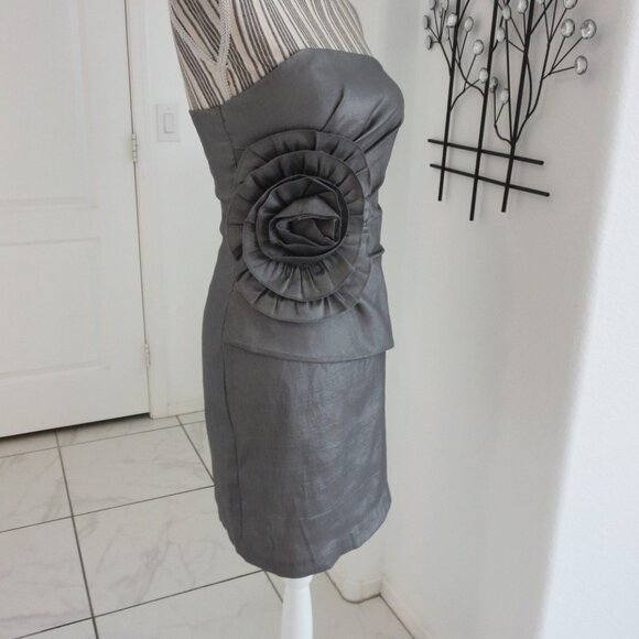 New Romeo And Juliet Strapless Silver Ruched Side Short Dress S Small NWT - Picture 3 of 11